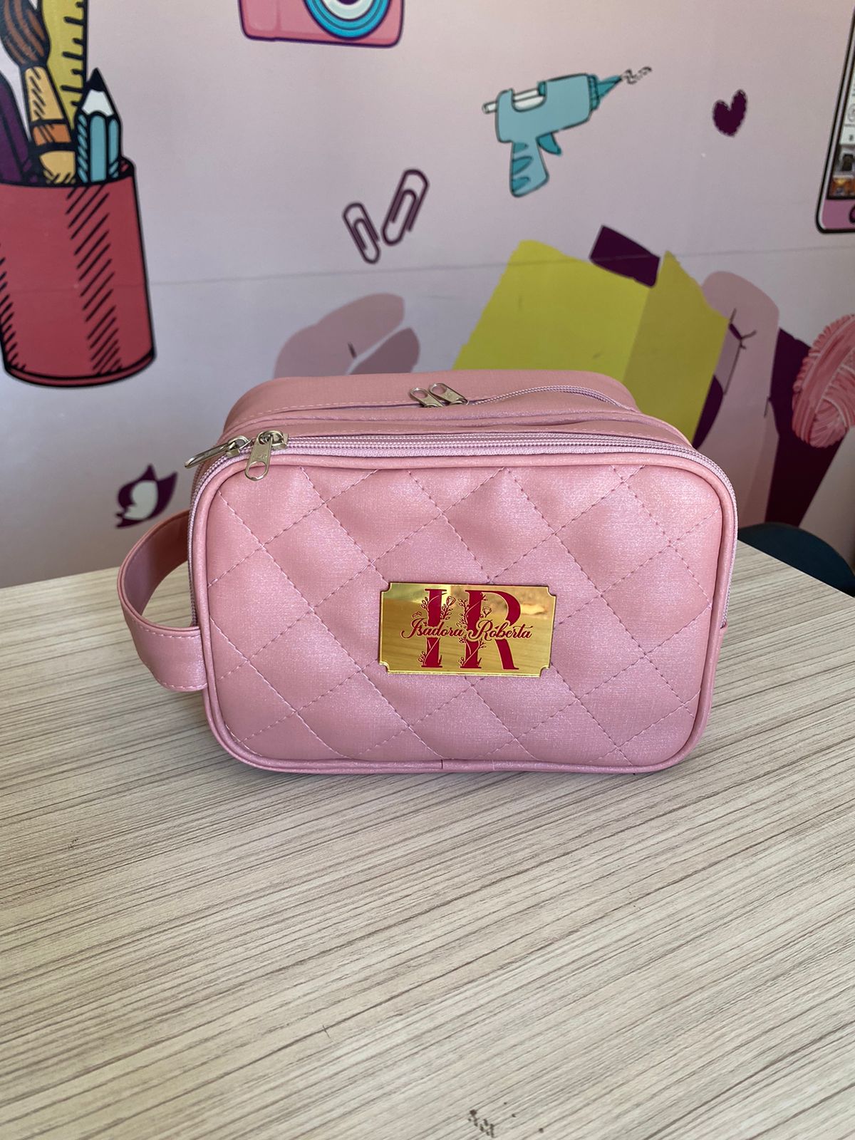 Bolsa Necessaire em Couro Sintético Personalizável
